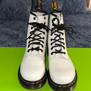 White leather Dr. Marten boots